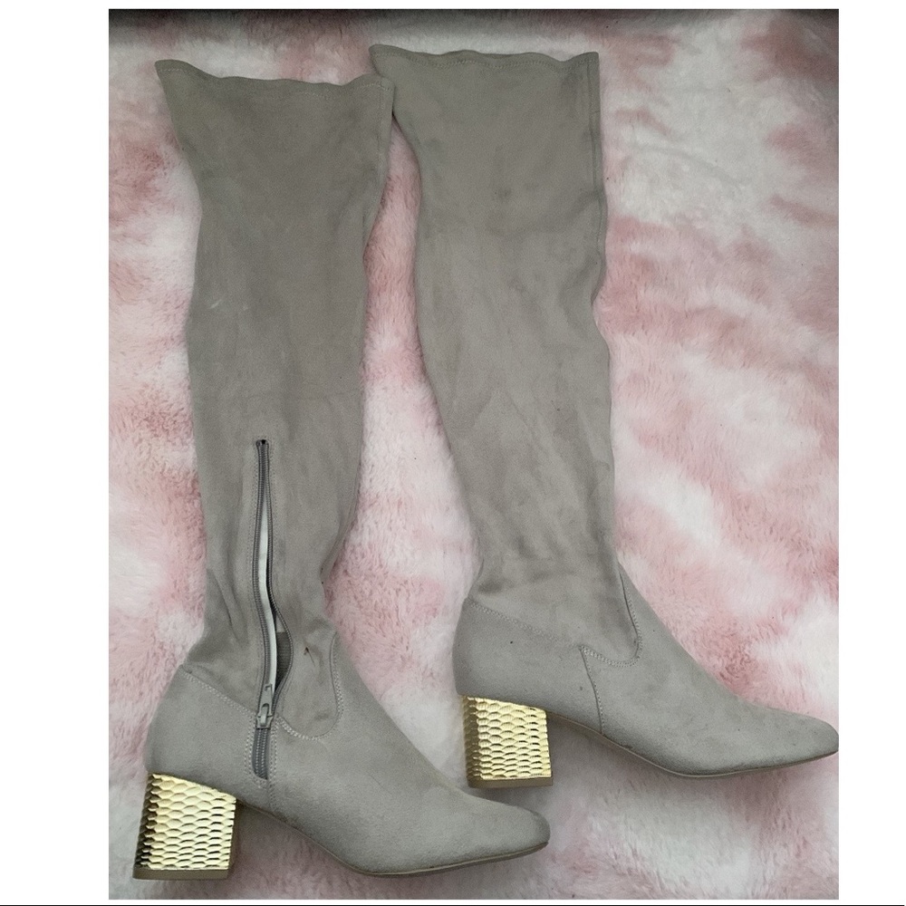 ASOS Gray Suede Over the Knee Boots. Size: 9.